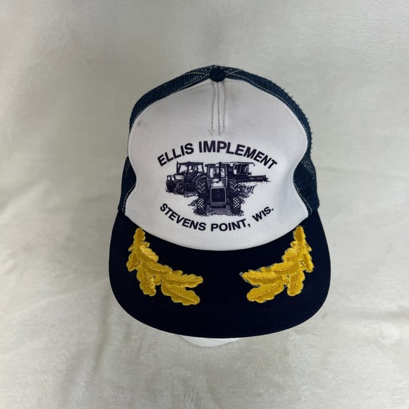Vintage Trucker Cap Hat White Blue Mesh Back Snapback Stevens Point WI - Picture 3 of 13
